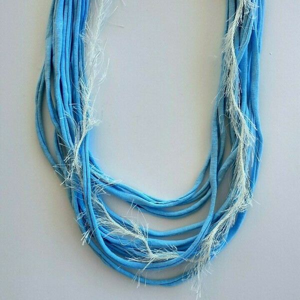 Fluffy boho scarf necklace/ κολιέ φουλάρι