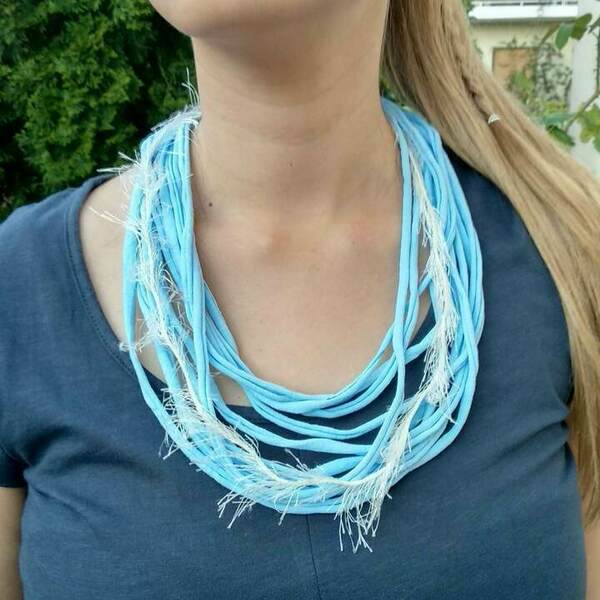 Fluffy boho scarf necklace/ κολιέ φουλάρι