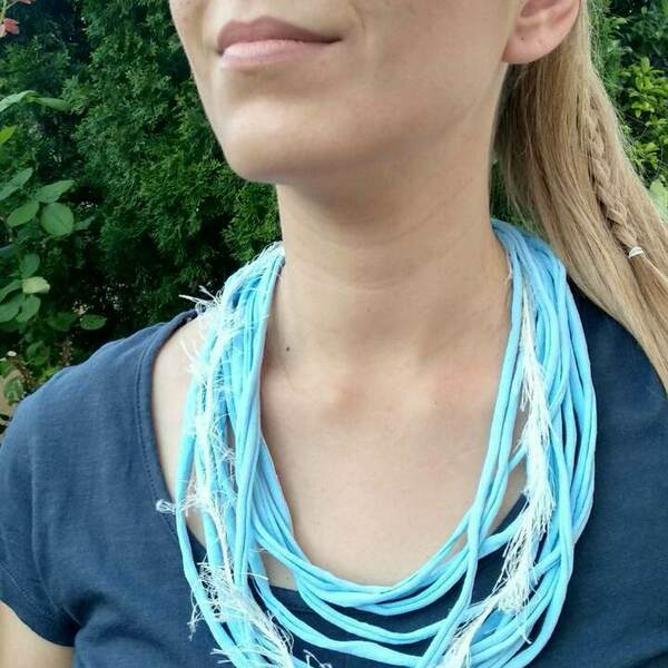 Fluffy boho scarf necklace/ κολιέ φουλάρι
