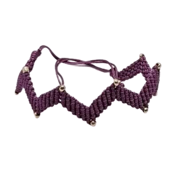 Βραχιόλι γυναικείο Μωβ Micro Macrame ζιγκ ζαγκ Boho