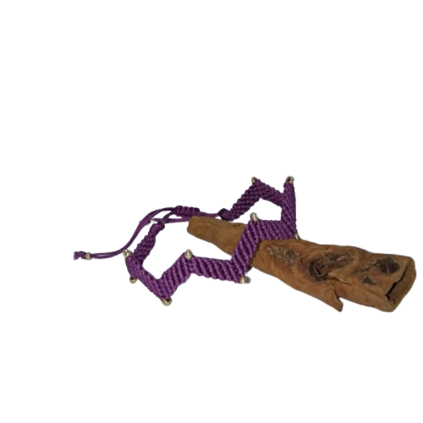 Βραχιόλι γυναικείο Μωβ Micro Macrame ζιγκ ζαγκ Boho