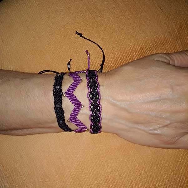 Βραχιόλι γυναικείο Μωβ Micro Macrame ζιγκ ζαγκ Boho