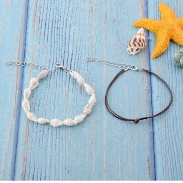 seashell anklets-βραχιόλι ποδιού με κοχύλια! 2τμχ