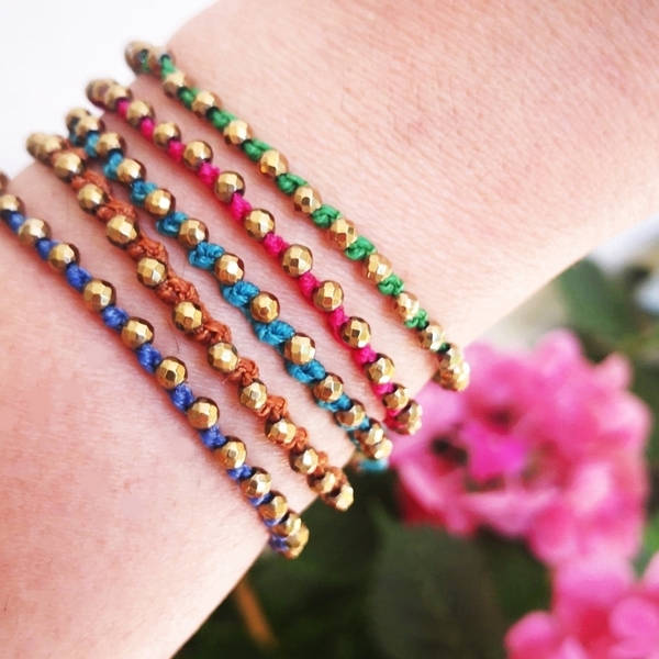 Multi colour bracelets, μακραμέ βραχιόλια με αιματίτη