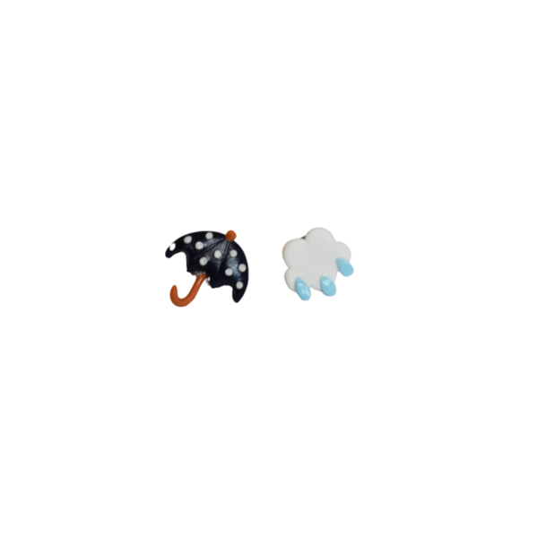"Umbrella on a rainy day"- Σκουλαρίκια χειροποίητα μικρά καρφωτά από πολυμερικό πηλό