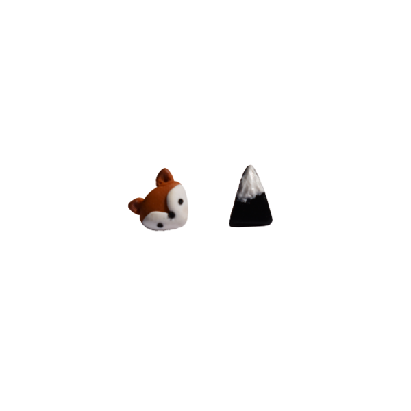 "Fox and mountain"- Χειροποίητα καρφωτά σκουλαρίκια