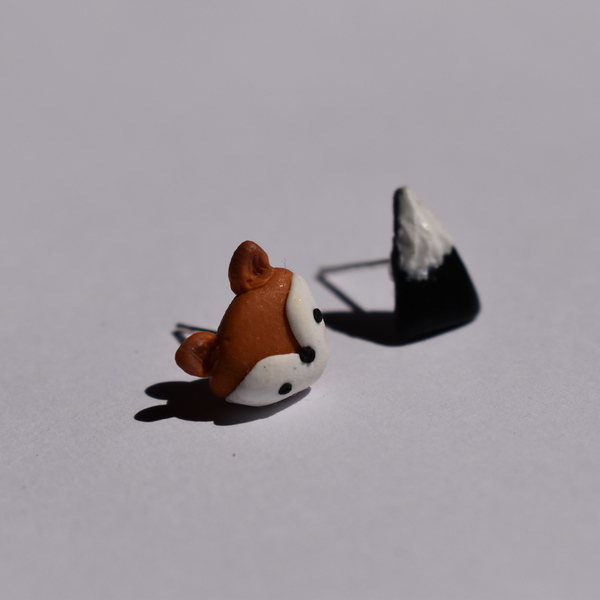 "Fox and mountain"- Χειροποίητα καρφωτά σκουλαρίκια