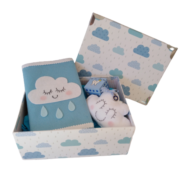 Giftbox blue clouds