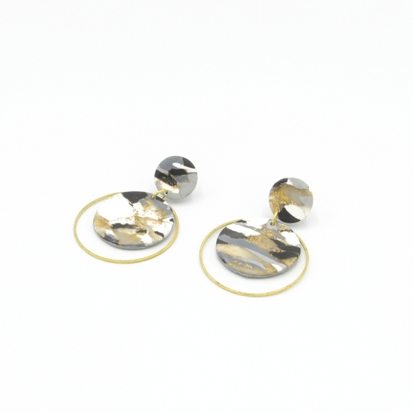 Marble circle earrings - κύκλος σκουλαρίκια με εφέ μάρμαρο από πολυμερικό πηλό