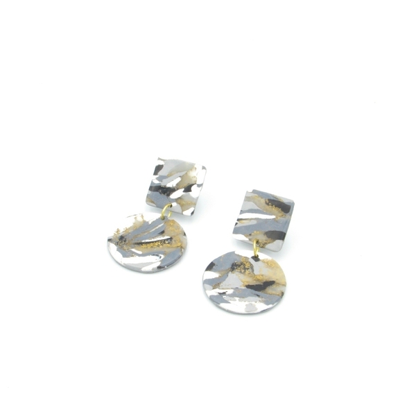 Marble circle earrings - κυκλικά σκουλαρίκια με εφέ μάρμαρο από πολυμερικό πηλό