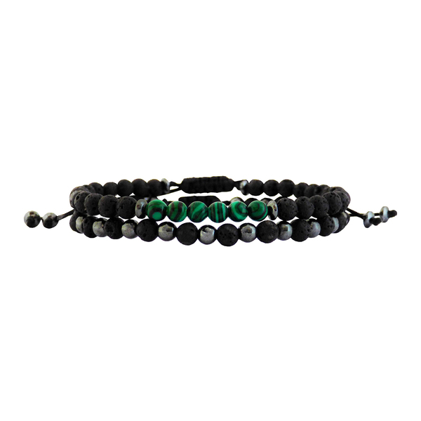 Ανδρικά βραχιόλια Malachite-lava-hematite set 2