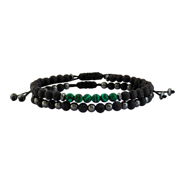 Ανδρικά βραχιόλια Malachite-lava-hematite set 2