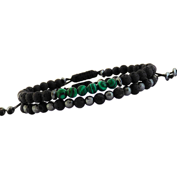 Ανδρικά βραχιόλια Malachite-lava-hematite set 2