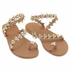 Νυφικα Δερμάτινα Χειροποίητα Σανδάλια με τρεσα λουλουδάκι και στρας